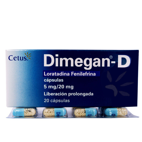 DIMEGAN-D 5MG/20MG X 20 CAPSULAS  (10.00%)