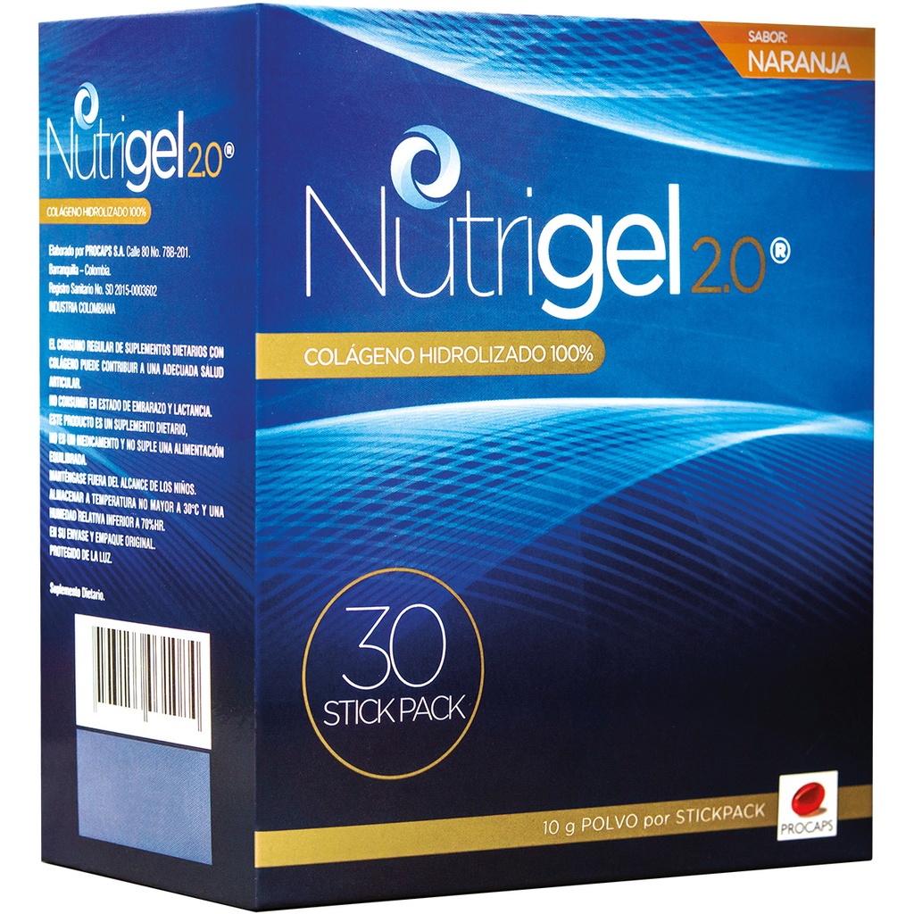 NUTRIGEL 2.0 SABOR NARANJA 30 SOB CAJA