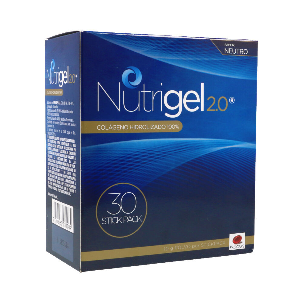 NUTRIGEL 2.0 SABOR NEUTRO 30 SOB CAJA