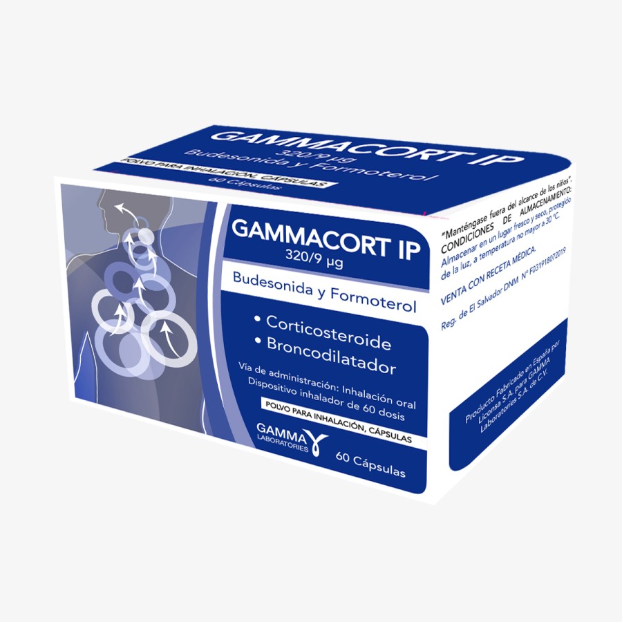 GAMMACORT IP 320/9 µg PPI, CÁPS. F X 60 + INHALADOR